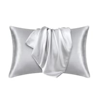غطاء وسادة حرير طبيعي - مارلين - فضي