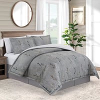 مفرش صيفي مزدوج وجهين 6 قطع - ايفانو - رمادي مشجر