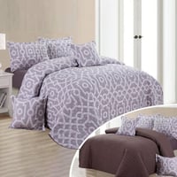 مفرش صيفي مزدوج مضغوط 6 قطع - جاكلين - رمادي