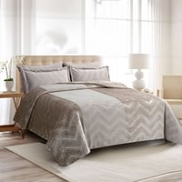 مفرش شتوي مخمل فرو مزدوج 6 قطع - اوريون - بيج غامق