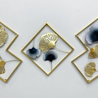 طقم لوحات جدارية حديد ذهبي