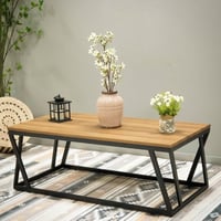 طاولة منتصف حديد سطح خشب