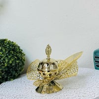 مبخرة ذهبية حديد ورقة شجر مفرغة بنقشة نجوم وهلال ف...