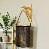 فانوس كبير سطل حديد هندي اسود وذهبي مفرغ بمسكة حبل...