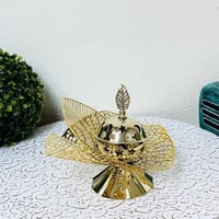 مبخرة ذهبية حديد ورقة شجر مفرغة بنقشة نجوم وهلال ف...