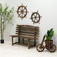 كرسي ثنائي خشب بني