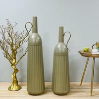 فازة كبيرة حديد ذهبي وزيتي كريمي انتيك