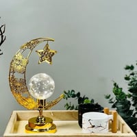 فانوس حديد هلال ذهبي بلمبة قمر يعمل عالبطارية بقاع...