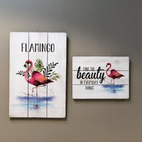 لوحة جدارية خشب صغيرة فلامنجو