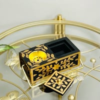 مبخرة سيراميك اسود وذهبي مع صندوق للبخور ومسكة يد...