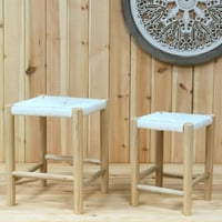 طقم كرسي خشب حبال ابيض