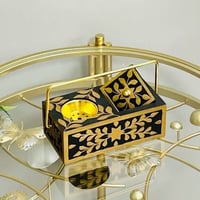 مبخرة سيراميك اسود وذهبي مع صندوق للبخور ومسكة يد...