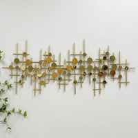 لوحة جدارية حديد ذهبي دوائر واضلاع ذهبية