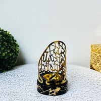 مبخرة ملكية حديد وسيراميك بنقشة رخامية اسود وذهبي