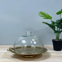 صحن معدن ذهبي هندي شيك بغصن شجرة بقاعدة معدن عريضة...