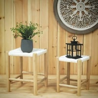 طقم كرسي خشب حبال ابيض