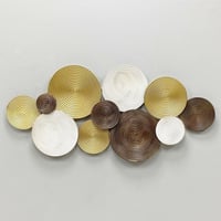 لوحة جدارية حديد دوائر ملون ذهبي وبني