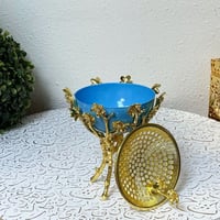 مبخرة ملكية لاغصان الشجر ذهبي و ازرق حديد