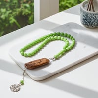 سبحة بكلايت فاخرة لون أخضر مع كسرة عود مروكي حفر ل...