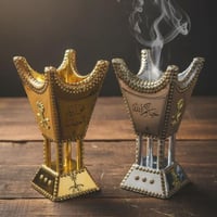 مبخرة خشبي ستيل بلونين ذهبي وفضي.