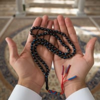 سبحة اليسر مطعمه بالفيروز والفضة كركوشة قطنية