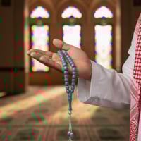 سبحة بكلايت فاخرة لون سماوي مع كسرة عود مروكي حفر...