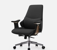 كرسي ظهر منخفض بلون اسود - جلد