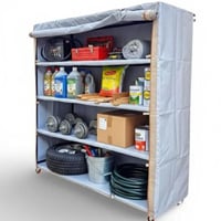 دولاب تخزين متنقل قماش PVC لون رصاصي