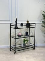 عربية تقديم حديد لون اسود زجاج شفاف