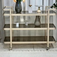 عربه تقديم حديد سطح زجاج اسود لونى شمباني