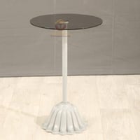 طاولة خدمة السطح زجاج لون أسود والقاعدة رخام صناعي...