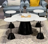طقم طاولات ضيافة صاج دائري اسود 5قطع