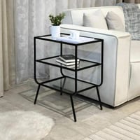 طاولة جانبية 3 دور لون اسود زجاج شفاف