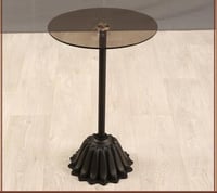 طاولة خدمة السطح زجاج بني والقاعدة رخام صناعي لون...