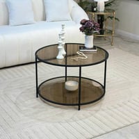 طاوله ضيافة دورين لون اسود زجاج بني