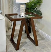 زاوية خشب سنديان زجاج شفاف