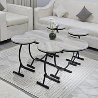 طقم طاولة تقديم حديد سطح خشب