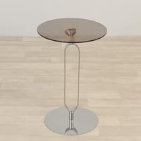 طاولة خدمة القاعدة حديد فضي والسطح زجاج شفاف أسود...