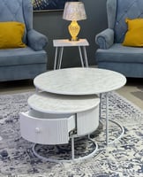 طقم طاولتين متداخلة مع درج ابيض