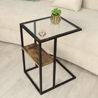 طاولة خدمة مفرد حديد وزجاج 2دوربقاعده حديد