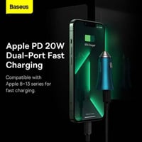 بيسوس شاحن سيارة سريع PD 40 وات، منافذ USB C مزدوج...