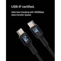 بيلكن كابل مضفر USB-C الى USB-Cشحن سريع 1متر اسود