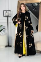 جلابيه مخمل قطعتين بتطريز كمبيوتر ملكي