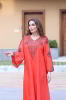 جلابيه بتطريز بالصدر والاكمام للمناسبات الرمضانيه