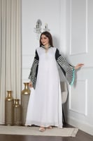 جلابيه لينن بتطريز كمبيوتر وتطريز شك