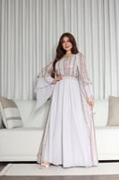 جلابيه قطعتين بخام شيفون مطرز