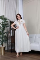 جلابيه لينن بتطريز كمبيوتر بالصدر