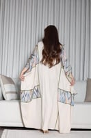 جلابيات لينن تدخيلات خام الزجزاج تطريز بالصدر