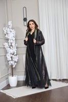 جلابيه قطعتين يخام الشيفون المقلم