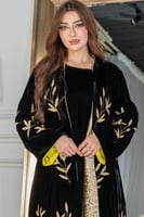 جلابيه مخمل قطعتين بتطريز كمبيوتر ملكي